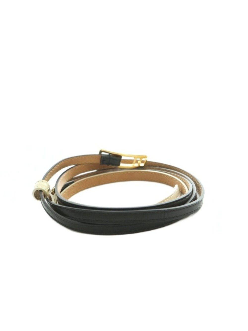 Fendi Belt Leather Bicolor Slim Black Off White - Picture 2 of 7